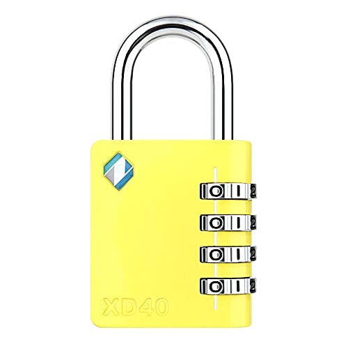 Image of XD40 Combination Lock, 4 Digit Padlock for School Gym Sports Locker, Fence, Toolbox, Case, Hasp Storage (1-Pack, Yellow)