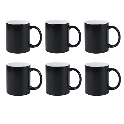 Nubaka Color Changing Sublimation Mugs, Black Sublimation Mugs, Porcelain Black Coated Magic Mugs Classic Drinking Cups, Mugs For Cappuccino, Espresso, Latte, Milk, Tea, Mug Diy Gifts，Set Of 6 #TOP16