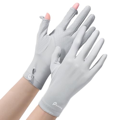 Image of PALAY Sun Protection Gloves for Women - Non-Slip Touch Screen, Breathable Ice Silk Cooling, Summer Outdoor Full Finger With Snap Button Closure for Cycling, Driving, Fishing