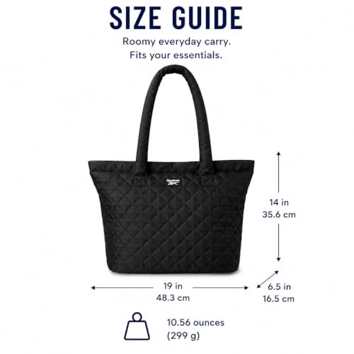 Image of Reebok Womens Tote Bag - Lightweight Carry On Puffer Quilted Tote Bag for Travel Work Travel and Daily Essentials