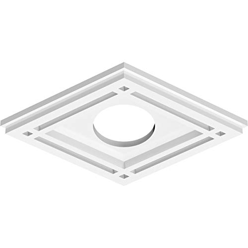 Image of Ekena Millwork CMP12X8DD-03000 Diamond Architectural Grade PVC Contemporary Urethane Ceiling Medallions 12 inchW x 8 inchH x 3 inchID x 4 1 /4 inchC x 1 inchP
