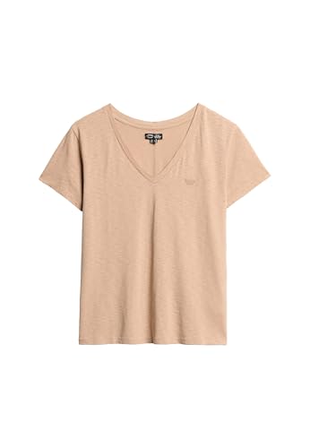Superdry, T.Shirt Studios Slub EMB Vee Tee, W1011181A, Light Taupe, 8, Woman, NIÑO