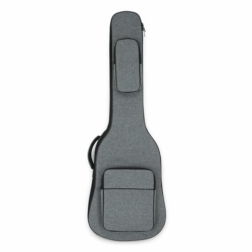 Image of The Melod Electric Guitar Gig Bag,Case,Cover, Waterproof Fabric Softener Padded Protective Case Neck Strap, Back Hanger with Storage Pockets, Loop, Premium Version, Gray, and Black Modern