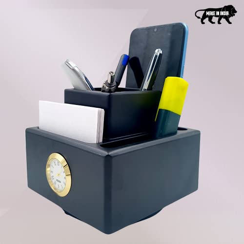 Image of WOOD HOUSE Pen Stand, Lightweight Office Use, Table Study, Wooden Stand with Holders (Revolving Stand)