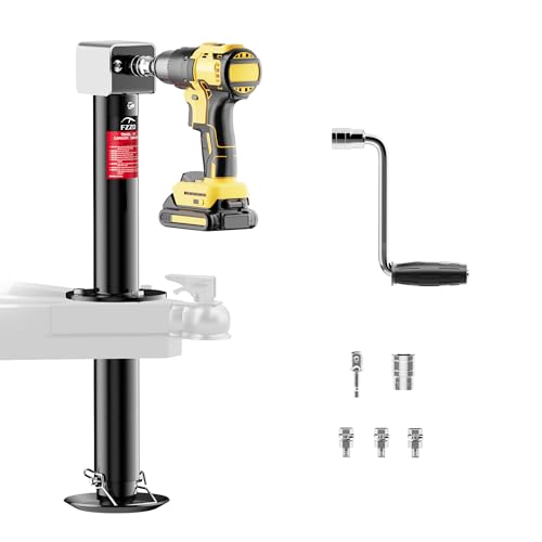 FZZD 5000 lbs A-Frame Trailer Jack, 20-24V Cordless Drill Compatible, 23" Lift, for Utility,RVs (Black) by FZZD - Used condition - US$73.59