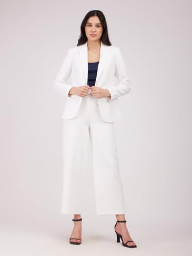 Image of FableStreet Women's Blazer | Tailored Fit Single-Breasted Design with Notch Lapel & Welt Pockets | Smooth Woven Texture for Work & Business Casual Wear