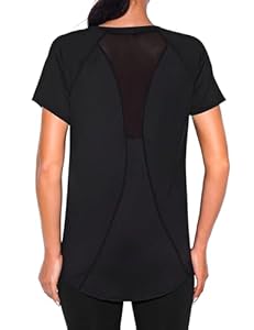 Wayleb Tee Shirt Sport Femme T Shirt à Manches Courtes Yoga Col V T-Shirts Tops Sèche Vite Hauts Running Fitness Pilates