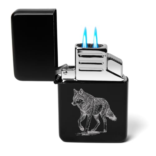 Encendedor Dual Flame Torch Wolf Negro miniatura 1