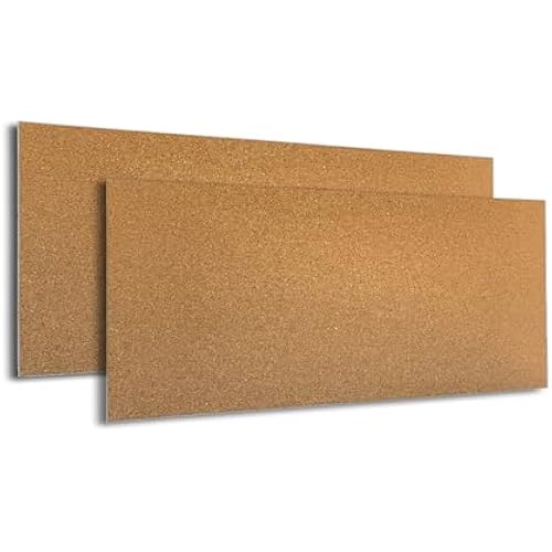 Manton Cork 12" x 36" x 1/2" Thick Cork Sheets (2-Pack) with Adhesive Strips, 100% Natural and Sustainable Cork Bulletin Boards. Perfect for Home, School, and Office
