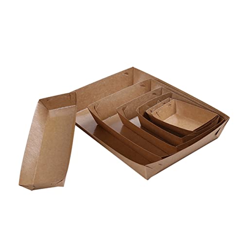 KICHOUSE Paper Food Trays 20 x 6 x 3cm Boat Shape Chicken Box Disposable Snack Open Box Oil Proof Waterproof for All Occasions