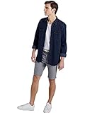 unifarben TOM TAILOR Denim Herren Hosen & Chino Chino Shorts mit Gürtel medium Grey Yarn dye Stripe,XS,21993,2500