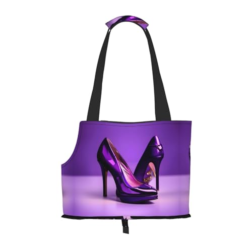 Sac de transport petits chiens chats lapins violet avec imprimé talons hauts - 2