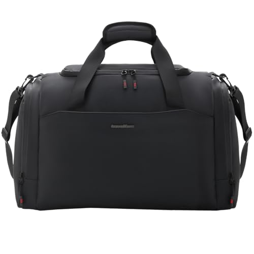 Travel Duffel Bag, Weekender Bag with Shoe Compartment, Gym Bag with Wet Pocket, Carry on Duffle Bag with Luggage Strap, Travel Bag for Men and Women (Black)