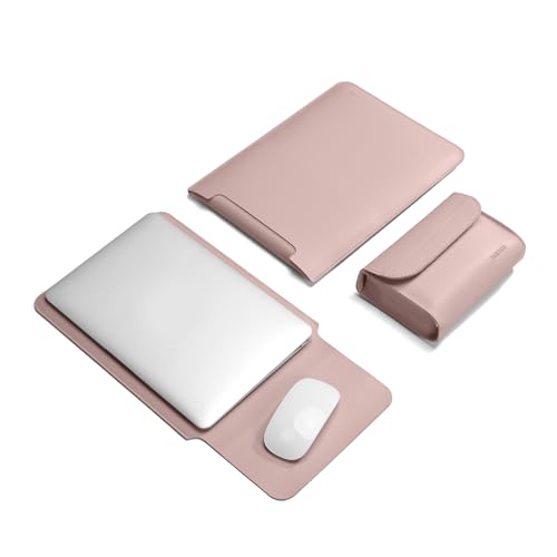 Laptop Sleeve Bag Compatible with MacBook 12 A1534/Air 11 13 M1 A2337/Pro 13 A2338, 11.6-12.3 Acer Chromebook/HP Stream/ASUS/Surface Pro 8/7/6/X/5/4/3, PU Bag with Small Case, Pink