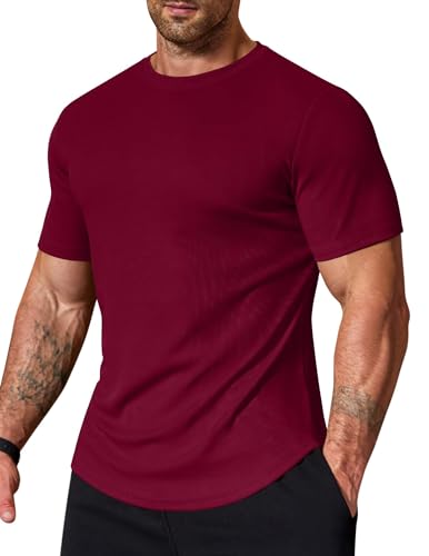 Image of COOFANDY Mens Muscle T Shirts Short Sleeve Slim Fit Tshirts Gym Workout Athletic Crewneck Shirt