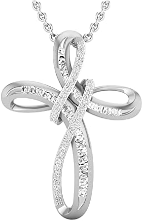 Dazzlingrock Collection Round & Baguette White Diamond Intertwine...
