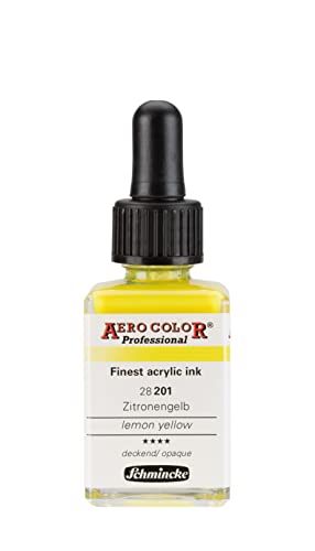 Schmincke - AERO COLOR® Professional, Zitronengelb, 28 ml, 28 201 023, feinst-flüssige, farbstarke Acrylfarbe für Acrylmalerei, Airbrush, Mixed Media