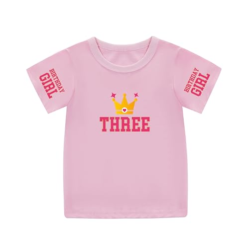 Image of Toddler Birthday Girl Shirts One Two Three Four Five Siz Seven Eight Nine Ten Birthday Tshirts Short Sleeve Tops