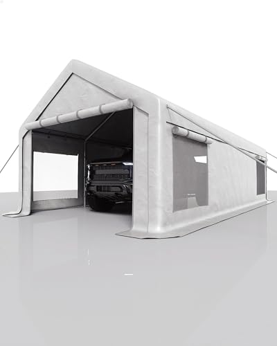 Image of 13x25 FT Carport,Heavy-Duty Carport with 4 Roll-Up Windows & Doors, Portable Garage 200g PE Tarp, Waterproof & UV Protected Outdoor Shelter for Car, Boat, Truck, Motorcycle