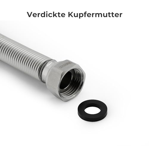 Vancoco Edelstahl-Flexrohr 1/2 Zoll Wellrohr Ausziehbar Flexibles Anschlussrohr Längenverstellbar von 200-400 mm Universelles Verbindungsrohr
