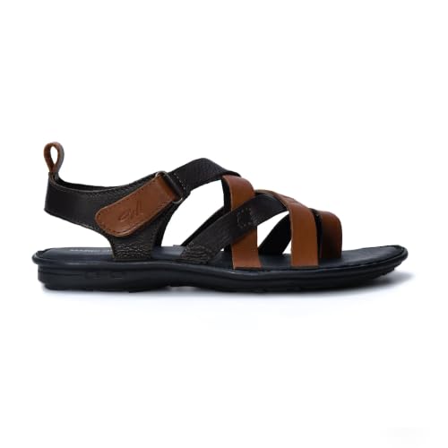 Image of MARDI GRAS Leather Sandals for Men | Casual Sandals with PU Sole & Foam Insole | Adjustable Straps, Breathable Leather Lining