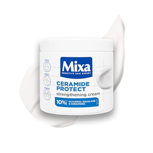 Mixa Body Cream Ceramide Protect Strengthening Cream Body Moisturiser for Very Dry Sensitive Skin with 10% Glycerin Squalane & Ceramides Fragrance-Free 400ml