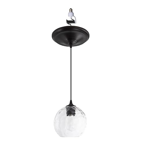 Worth Home Products The Original Instant Pendant Light | 6-Inch Recessed Can Screw-in Pendant Conversion Kit | Brushed Bronze Pendant with Water Glass Globe
