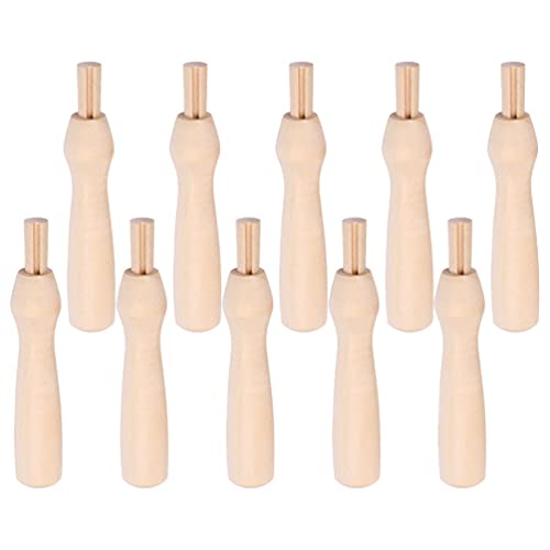 Wakauto 10Pcs Poking Felting Needle Pen Wooden Punch Handles,Cross Stitch Felting Needle Handles Wool Felting Supplies Embroidery Needle Handles Replacement