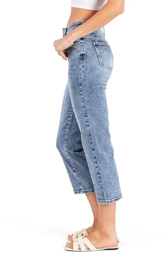 WAX JEAN Womens Juniors High Rise Cropped Straight Jeans4