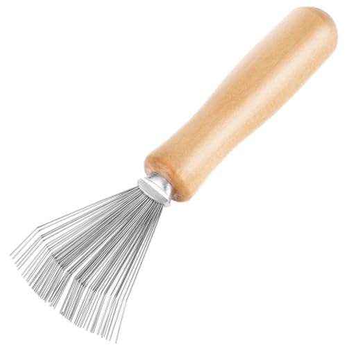 Andibro Haarbürsten Reinigungswerkzeug, Kamm Reinigungsbürste Rechen Design Bürstenreiniger Holzgriff Haarentferner Mini Haarinstrument zum Entfernen von Haaren Staub Schmutz Fusseln Heimsalon