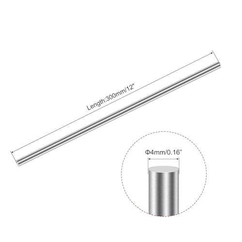 Image of uxcell 4mm x 300mm 304 Stainless Steel Solid Round Rod for DIY Craft - 6pcs