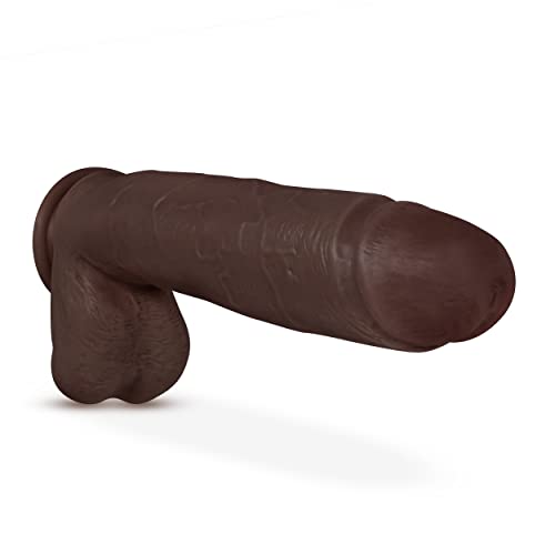 Eden Realistic Black Dildo 10.5 Inch - Big Thick Head Penis with Suction Cup - Soft Sturdy feel Cock for Vaginal & Anal Stimulation - Adult Sex Toys for Women, Men & Couples Pleasure - Large BBC Dildo