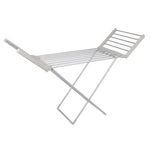 Harbour Housewares Electric Heated Clothes Airer - 18 Rails 220W 50Hz Silver Foldable Energy-Efficient Quick-Dry Laundry Rack Portable & Space-Saving