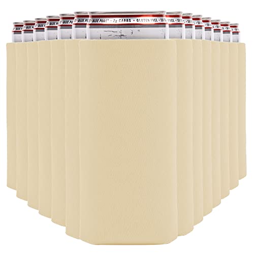 Image of Slim Can Cooler Sleeves (30-Pack) Soft Insulated Slim Can Koolie for White Claw Seltzer & Slim Beer - HTV Blanks for Vinyl Projects - Skinny Can Koolies Bulk - Tall Can Coolies for Slim Cans (Sand)