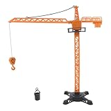 Gadpiparty Tower Crane Toy for Boys 1:16 Scale Construction Vehicle with Winch Hook Engineering Playset for Boys and Girls Interactive Model for Playground and Educational
