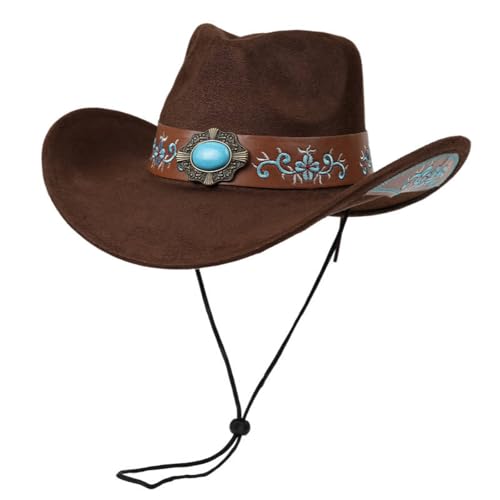 Chapeau de cowboy large bord pour homme et femme look rétro avec sa jugulaire réglable