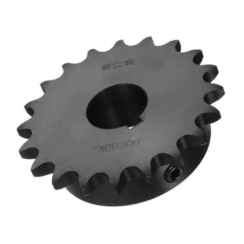 Image of uxcell #40 Chain Roller Sprocket B Type, 1 inch Bore 20 Tooth Single Strand Chain Sprocket, Carbon Steel, Keyway with Set Screws