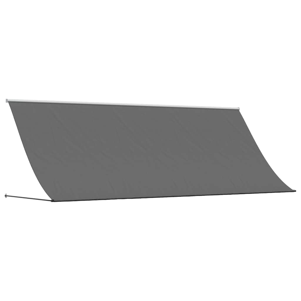 Markise einziehbar Anthrazit 350x150 cm - Manuelle Seilzug-Markise für Terrasse und Balkon, Wandmarkise als Sonnenschutz und Sichtschutz aus Stahl und Polyester