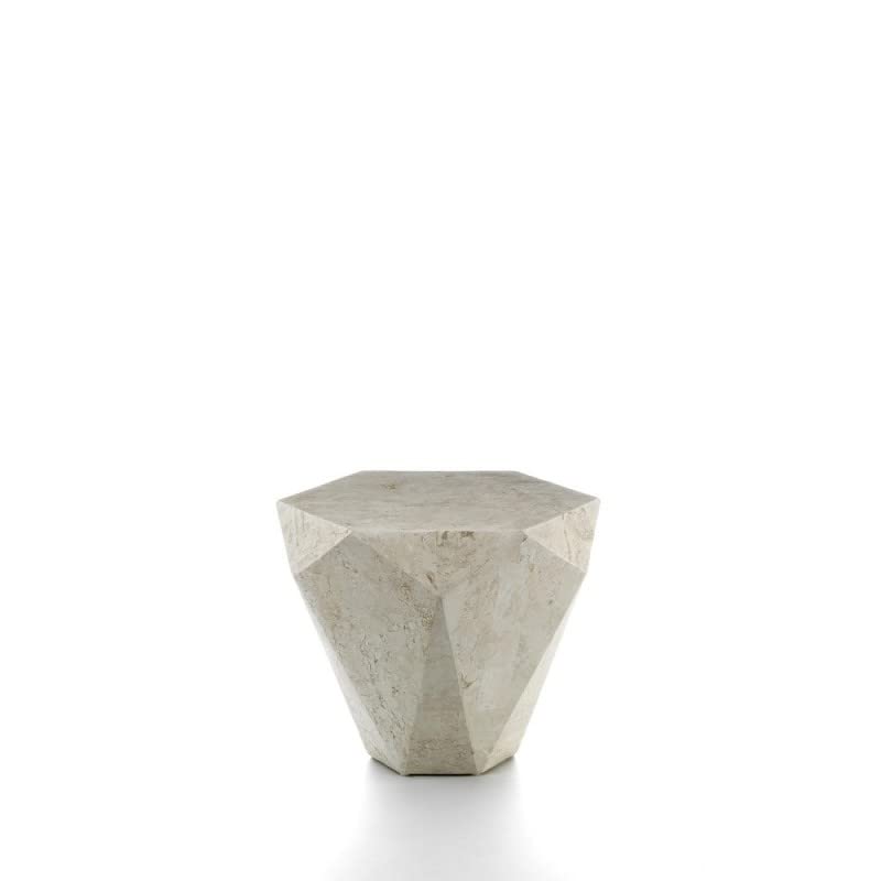 Stones Diamond Small Table Basse/Bout De Canapé (60X60X50H) en Pierre Fossile Beige