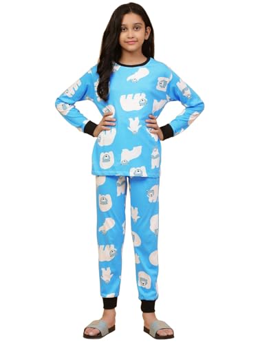Image of Ninos Dreams Cotton Girls Full Sleeves Coord Set ! Night Suit for Girls ! Tshirt with Jogger Set