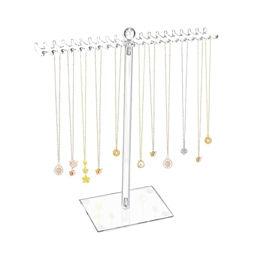 Amexo Porta Joyas de Acrílico Porta Collares Organizador de Joyas Soporte Pendientes Transparente Expositor Pendientes para Collares Pulseras Anillos