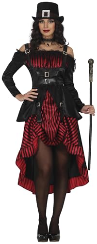 FIESTAS GUIRCA | Disfraz Gothic Woman Adulta (42-44/L) - Vestido - Disfraces de Steampunk, Halloween y Carnaval para Fiestas de Disfraces - Ideal para Mujeres - Negro y Rojo