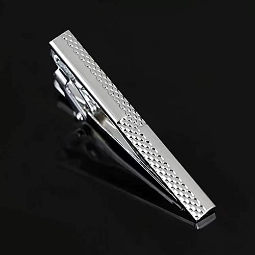 LanSenSu Krawattenklammern für Herren, Krawattenzubehör, klassisches Geschenkset, Krawattennadel, Silber, 4 Stück, Männer, formelle oder halbförmige Anlässe
