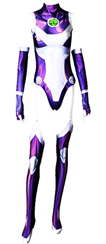 Women s High Elastic Starfire Costume 3D Printed Superhero Cosplay Bodysuit For Halloween (X-Large)