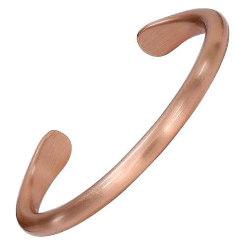 MagEnergy Kupferarmband für Damen und Herren Handgefertigt aus 100% massivem Kupfer offen unbeschichtet poliert Zeitloses minimalistisches Design
