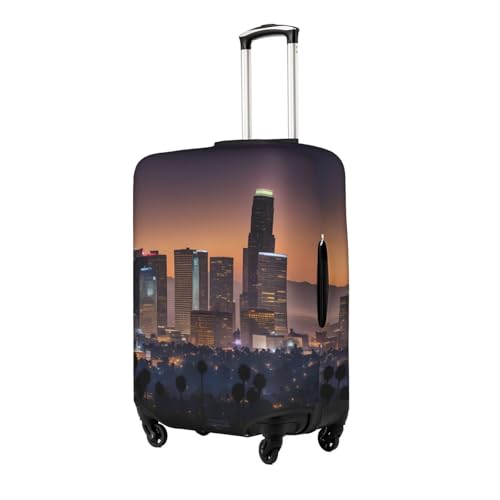 Los Angeles Skyline Print Travel Elastic Suitcase Luggage Baggage Cover Protector, Washable And Anti-Scratch2