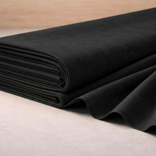 Image of Soimoi Black Solid 60 * 60's Cotton Cambric Fabric by 5 Yards, 56 Inch Wide Light Weight Material Suitable for Kurtis, Blouses, Kids Clothing, Tunics, Dresses and Summer Apparel
