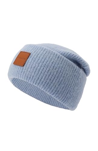 COACH Leather Patch Beanie bonnet femme chaud chic tricot urbain