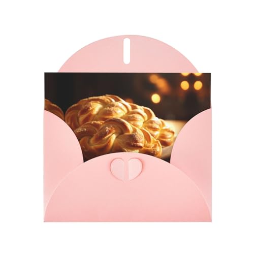 WZYWHJ Biglietto di auguri rosa per le vacanze, 15,2 x 10,2 cm, con busta, per Natale, compleanno, San Valentino, invito per feste, impasto fritto