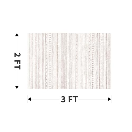 Small Area Rug-2x3 Entryway Rug Non Slip Washable Low Pile Indoor Door Mat Neutral Distressed Boho Moroccan Entrance Rugs Carpet for Bedroom Kitchen Powder Room Front Porch Bathroom, Pink